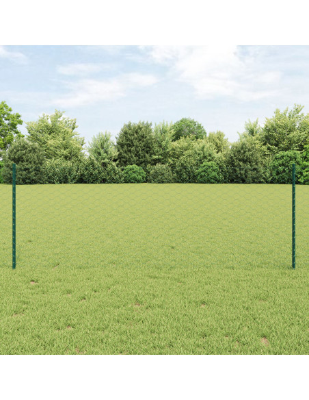Pali di Recinzione  11 pz U-Channel Verde 80 cm Acciaio, Recinzione Esagonale  Verde 0,8x50 m Acciaio