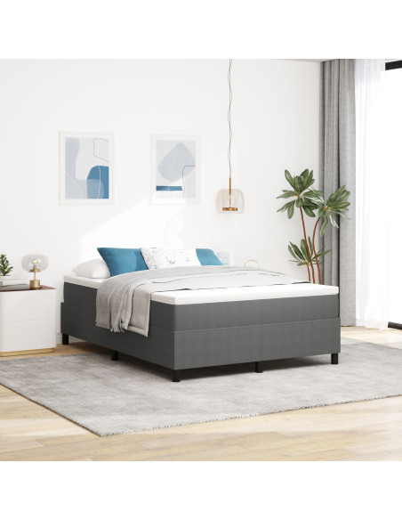 Letto a Molla  con Materasso Grigio Chiaro 160x200 cm Tessuto a Coste