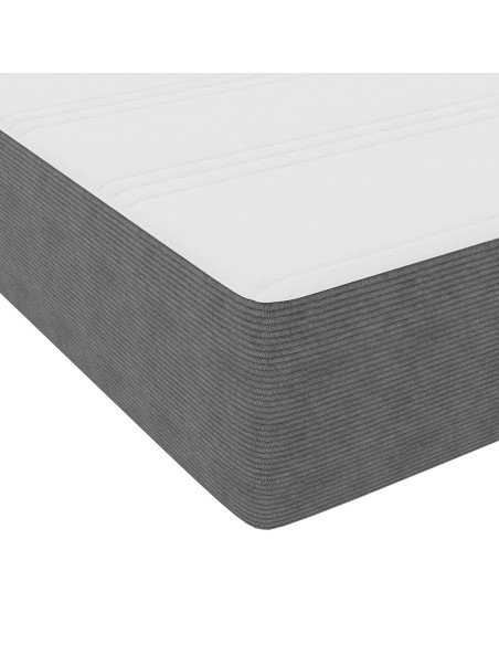 Letto a Molla  con Materasso Grigio Chiaro 160x200 cm Tessuto a Coste