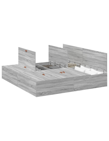 Struttura Letto con Contenitore Grigio Sonoma 180x200 cm