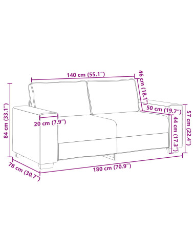 Divano Bianco 180 x 80 x 84 cm Tessuto