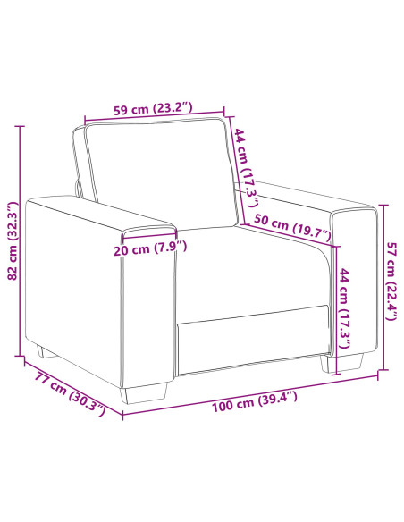 Sedia Sofa  Grigia Chiara 59 cm in Tessuto