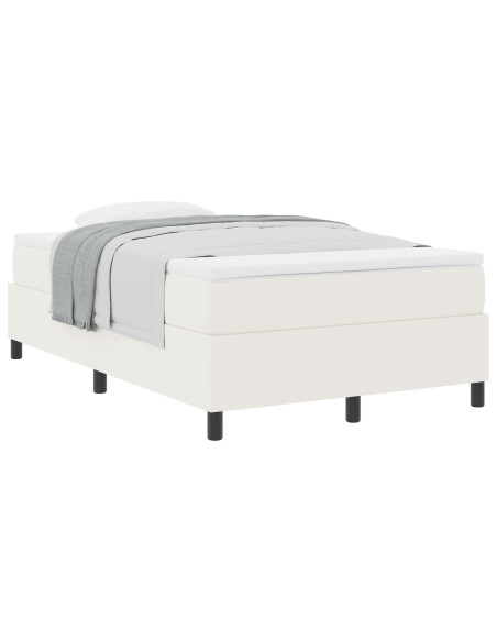 Letto Box Spring con Materasso Crema 120x200 cm Tessuto di Velluto a Coste