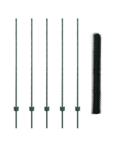 Recinzione con Posto Verde 1,4 x 10 m Acciaio e PVC