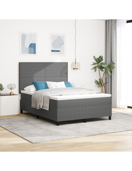 Letto con Box Spring e Materasso Grigio Chiaro 140x200 cm Tessuto in Corduroy