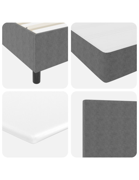 Letto con Box Spring e Materasso Grigio Chiaro 140x200 cm Tessuto in Corduroy