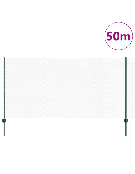 Recinzione  con 11 pali U-Channel Verde 120 cm Acciaio, Recinto Esagonale  Verde 1.2x50 m Acciaio