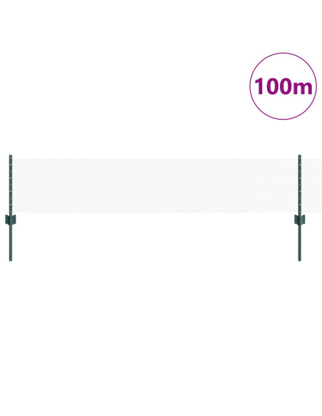 Pali per Recinzione  11 pz U-Channel Verde 40 cm Acciaio, Recinzione a Esagono  Verde 0,4x100 m Acciaio