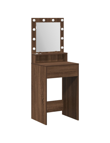 Scrivania per Trucco con Luci LED - Rovere Marrone - 50x41x135 cm