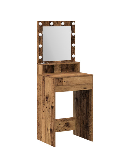 Tavolo da Toeletta con Luci LED - Legno Vecchio, 50x41x135 cm