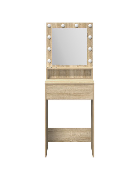Tavolo da Trucco con Luci LED in Rovere Sonoma, 50x41x135 cm