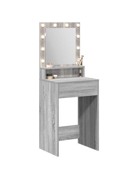 Tavolo da Toeletta con Luci LED in Grigio Sonoma - 50x41x135 cm