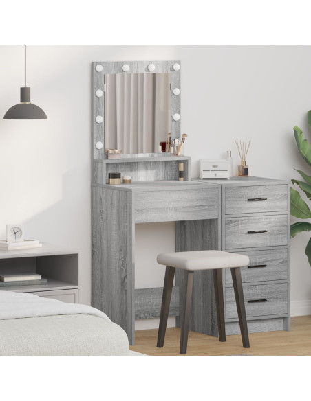 Tavolo da Toeletta con Luci LED in Grigio Sonoma - 50x41x135 cm