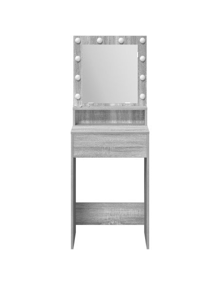 Tavolo da Toeletta con Luci LED in Grigio Sonoma - 50x41x135 cm