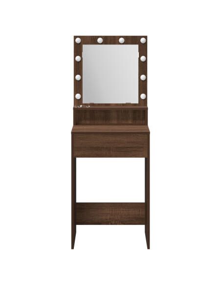 Scrivania per Trucco con Luci LED - Rovere Marrone - 50x41x135 cm
