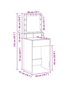 Tavolo da Trucco con lo scaffale Legno vecchio 50 x 41 x 135 cm 2