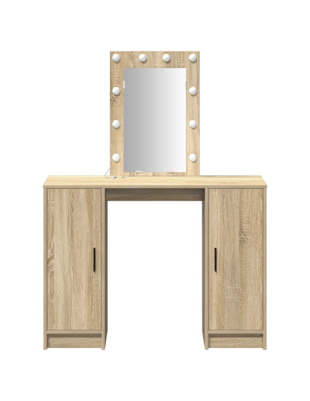 Toeletta  con luci LED in rovere di Sonoma, 102x33x135 cm