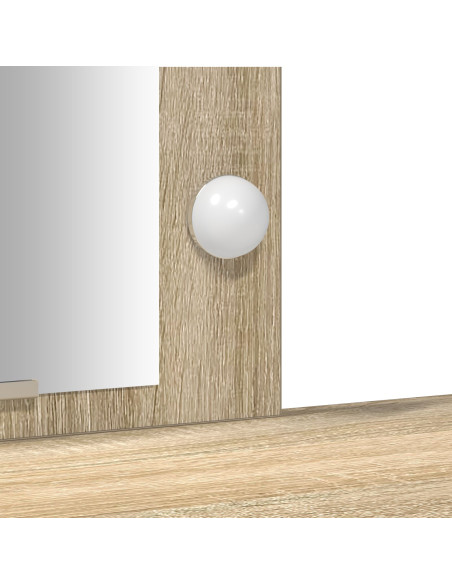 Toeletta  con luci LED in rovere di Sonoma, 102x33x135 cm