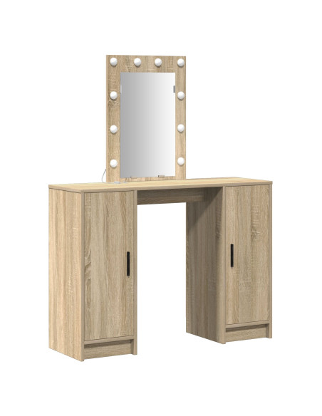 Toeletta  con luci LED in rovere di Sonoma, 102x33x135 cm