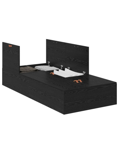 Struttura letto con contenitore Rovere Nero 70 x 190 cm