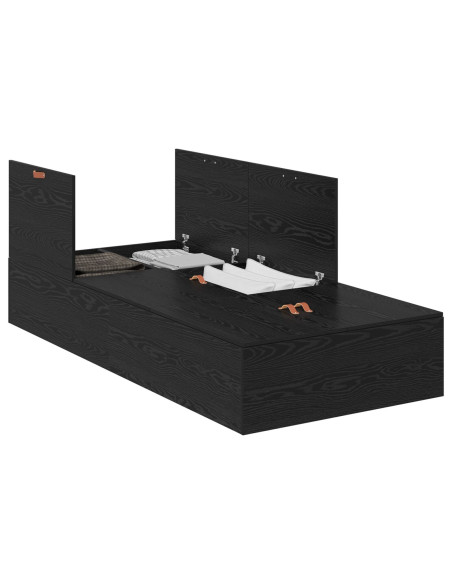 Struttura letto con contenitore Rovere Nero 70 x 190 cm