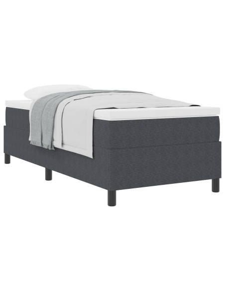 Letto con Rete a Molle con Materasso Grigio Scuro 90x200 cm Tessuto di Corduroy