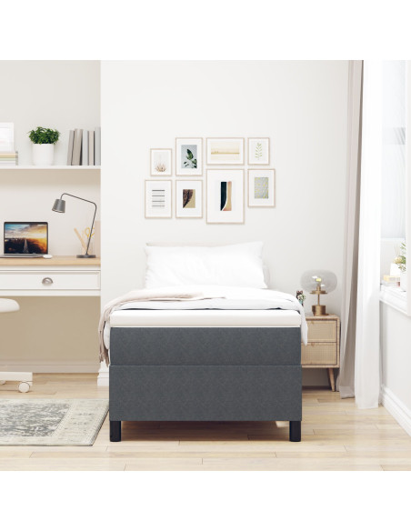 Letto con Rete a Molle con Materasso Grigio Scuro 90x200 cm Tessuto di Corduroy