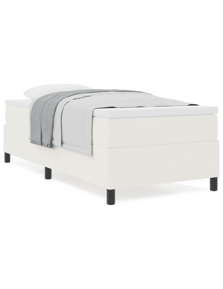 Letto con Box Spring  con Materasso Crema 90x200 cm Tessuto in Corduroy