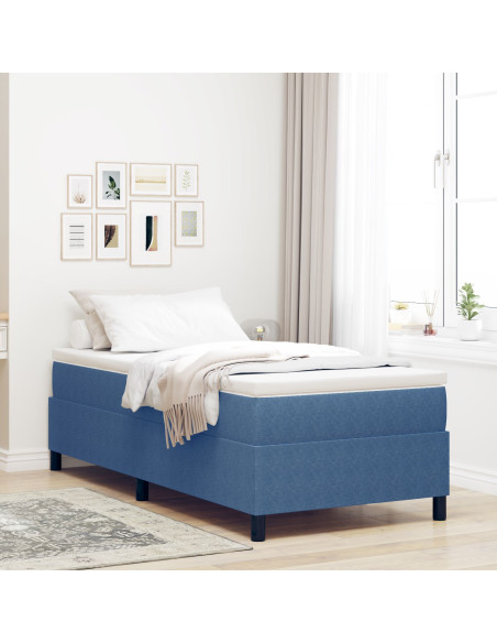 Letto con Box Spring e Materasso Blu 90x200 cm Tessuto Corduroy