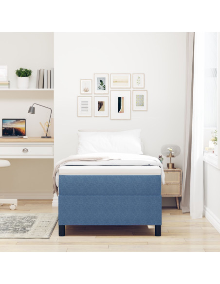 Letto con Box Spring e Materasso Blu 90x200 cm Tessuto Corduroy