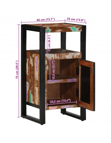Armadio da Bagno  Multicolore 40x35x75 cm in Legno Riciclato