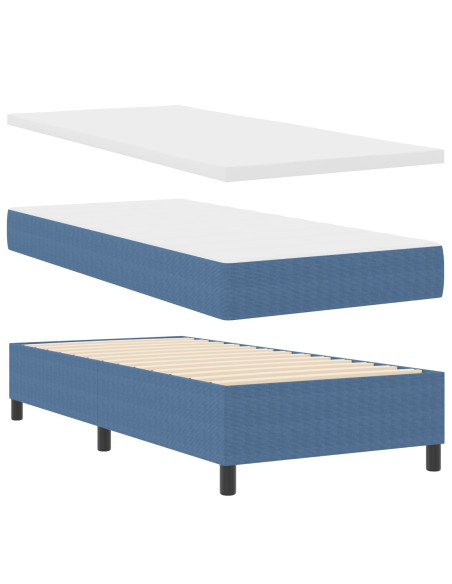 Letto Con Rete A Molle  Blu 100x200 cm Tessuto Corduroy