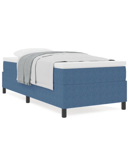Letto Con Rete A Molle  Blu 100x200 cm Tessuto Corduroy