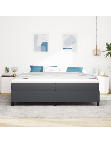 Letto a molle Grigio Scuro e Bianco 200 x 200 cm