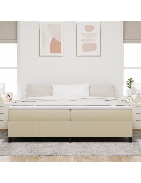 Letto a Molla con Materasso Beige Chiaro 200x200 cm Tessuto in Corduroy