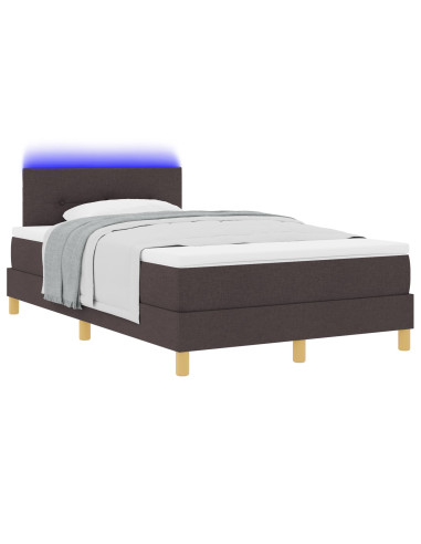 Letto a Sorgente LED Marrone Scuro 120 x 200 cm Tessuto