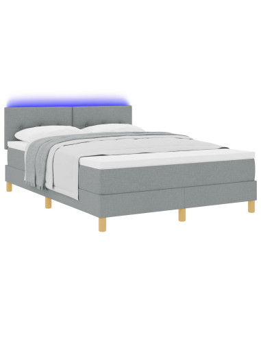 Letto a Sorgente LED con led Grigio chiaro 140 x 190 cm Tessuto