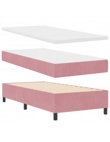 Letto a Molle con Materasso Rosa 90x200 cm Velluto