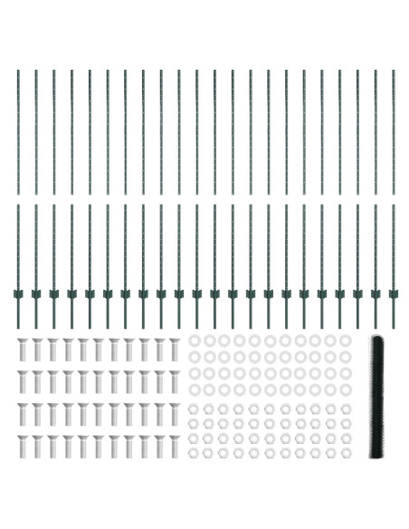 Pali di Recinzione  11 pcs U-Channel Verde 150 cm Acciaio, Recinzione Esagonale  Verde 1,5 x 50 m Acciaio