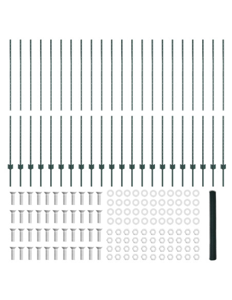 Pali per Recinzione  11 pcs U-Channel Verde 160 cm Acciaio, Recinto Esagonale Verde de  1.6x50 m Acciaio