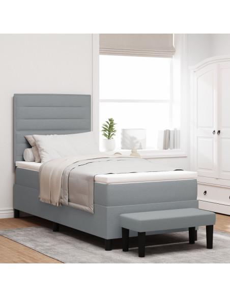 Letto con Box Spring e Materasso Grigio Chiaro 90x200 cm Tessuto
