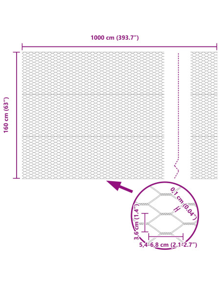 Recinzione Esagonale  Grigia 1.6x10 m Acciaio