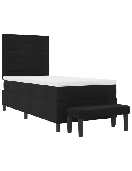 Letto con Box Spring con Materasso e Panchina Nero 90x200 cm Tessuto