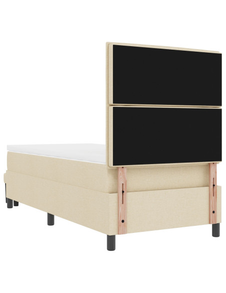 Letto con Box Spring con Materasso & Panchina Crema 90x200 cm Tessuto