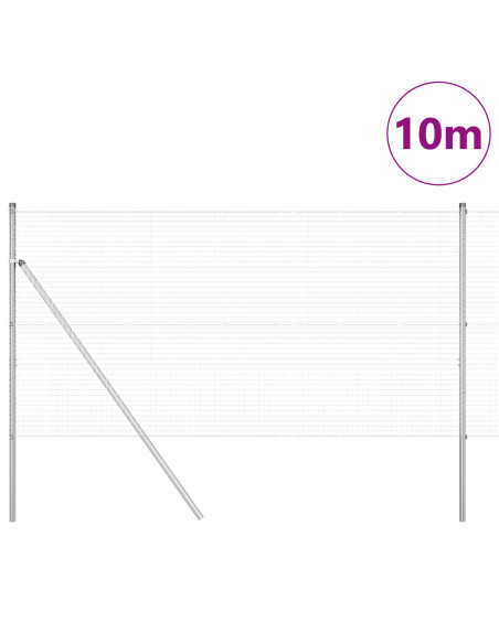 Recinzione in Rete Saldato  con 7 Pali 1.4x10 m Acciaio Zincato