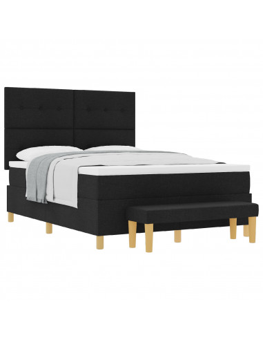 Letto a Box Spring  con Materasso e Panchina Nero 140x200 cm Tessuto