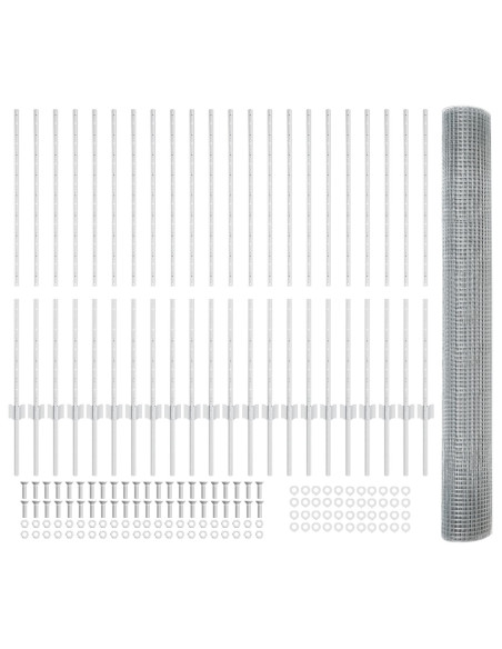 Recinzione in Filo Saldato  con 44 U Post Argento 1.2x50 m Acciaio