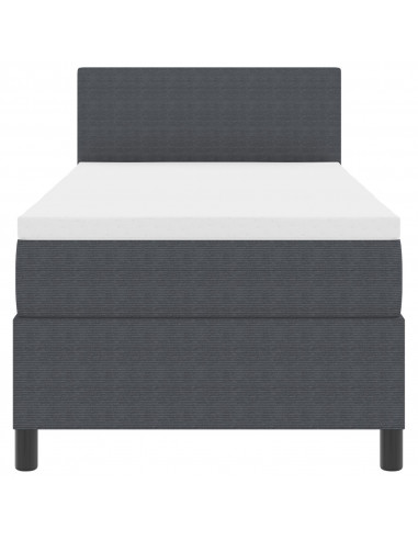 Letto a Molla  con Materasso e LED Grigio Scuro 100x200 cm Tessuto in Corduroy