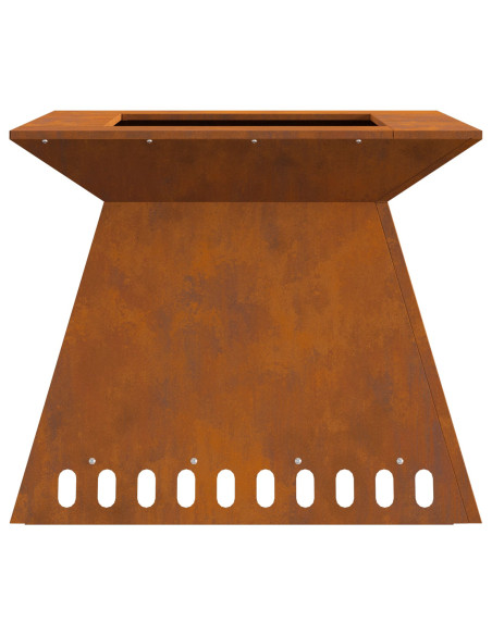 Focolare 60x60x50 cm Acciaio Invecchiato