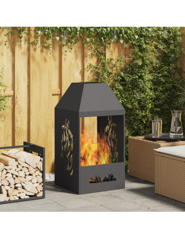 Focolare Nero 50x50x100 cm Acciaio